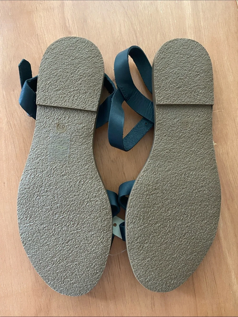 Madewell Black Leather Strappy Flat Sandals